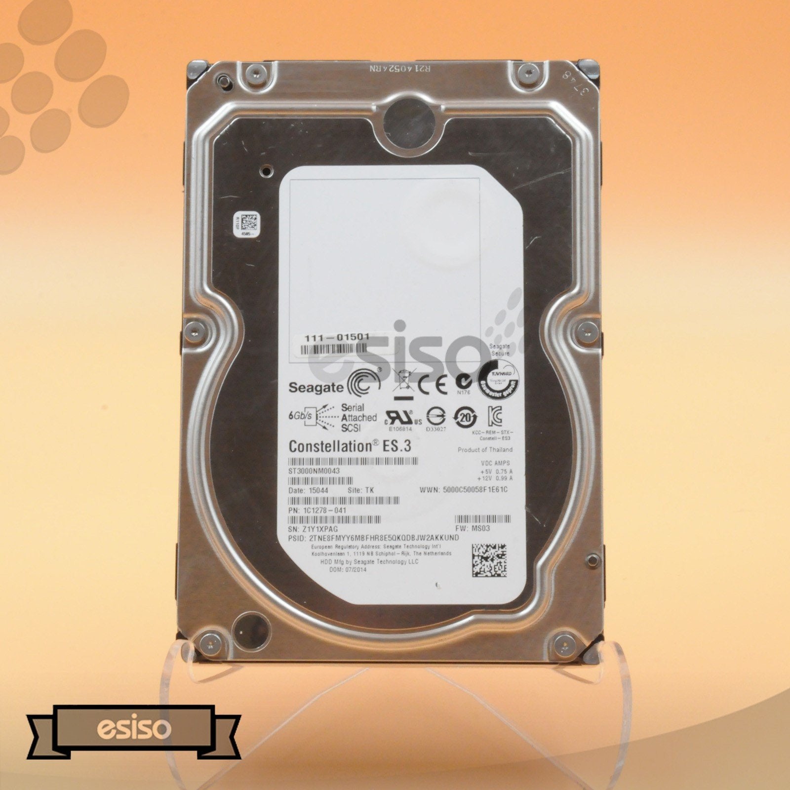 ST3000NM0043 SEAGATE CONSTELLATION ES.3 3TB 7.2K 6G LFF 3.5" SAS HARD DRIVE