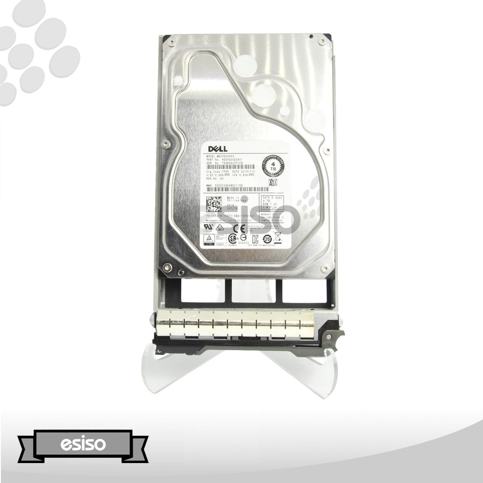 XF27R 0XF27R MG03ACA400 DELL 4TB 7.2K 6G LFF 3.5" SATA HARD DRIVE