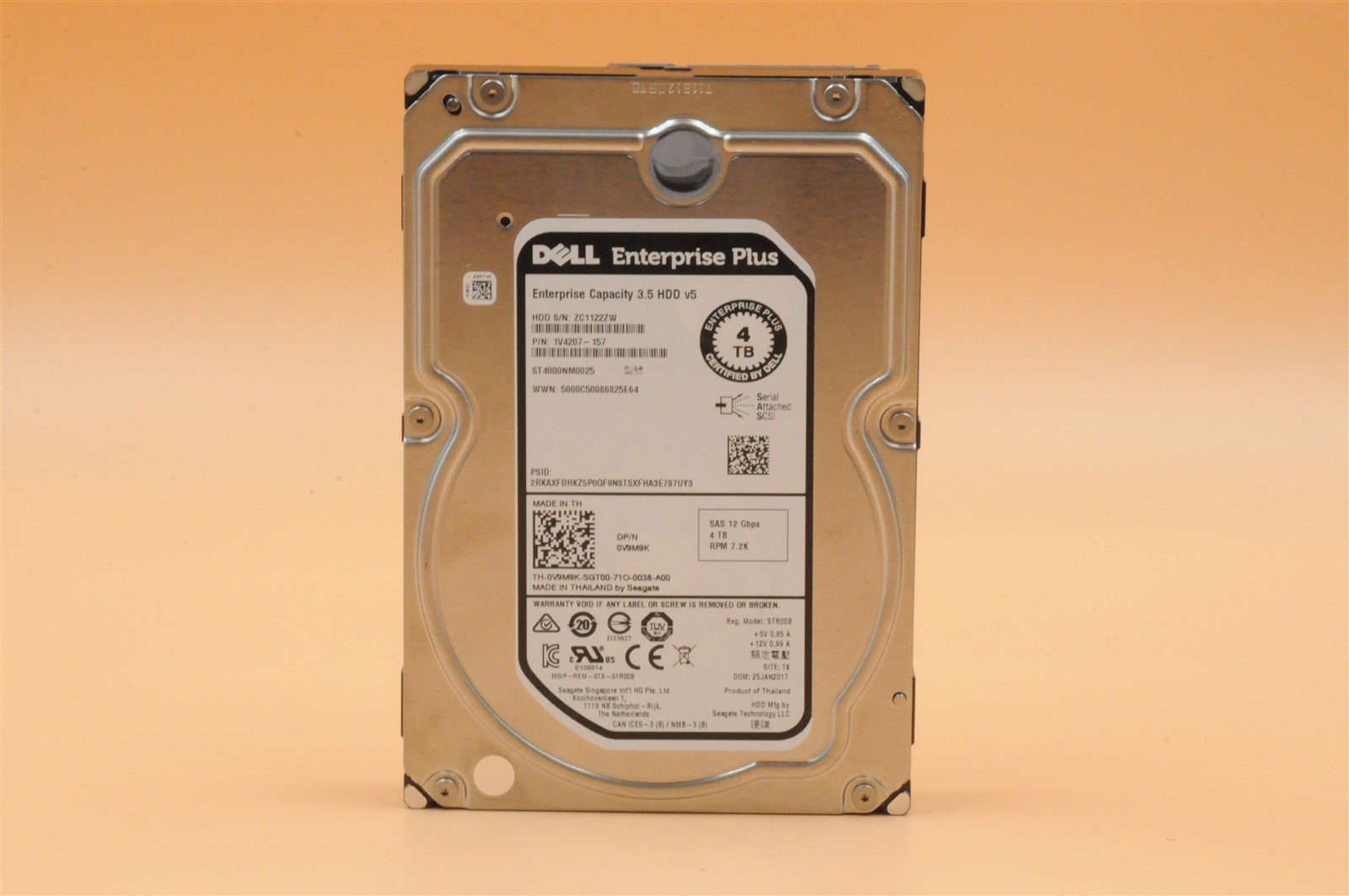 V9M9K 0V9M9K ST4000NM0025 DELL 4TB 7.2K 12G LFF 3.5" SAS ENTERPRISE HDD W/O TRAY