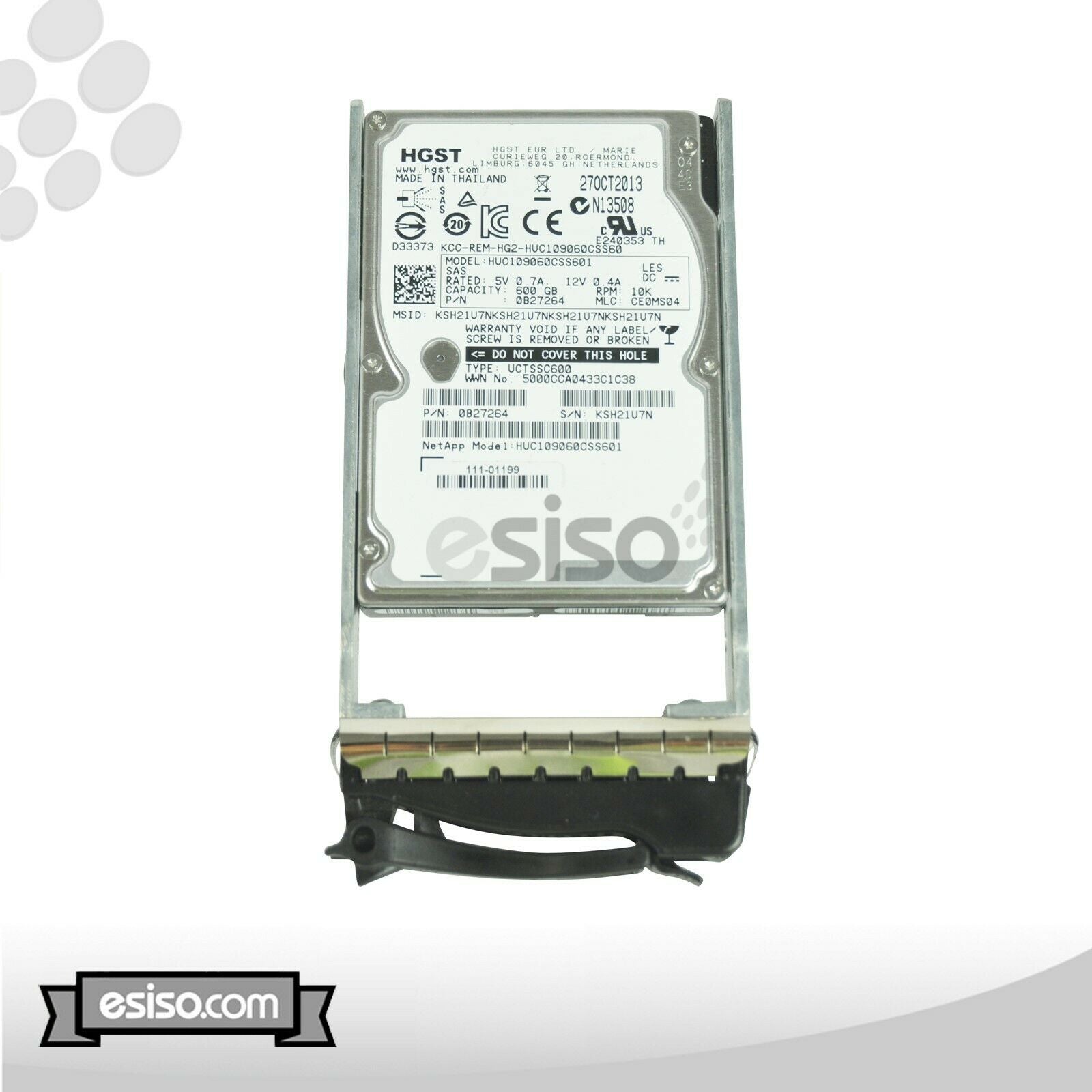 HUC109060CSS601 HGST 600GB 10K SAS SFF 2.5'' HDD HARD DRIVE W/TRAY