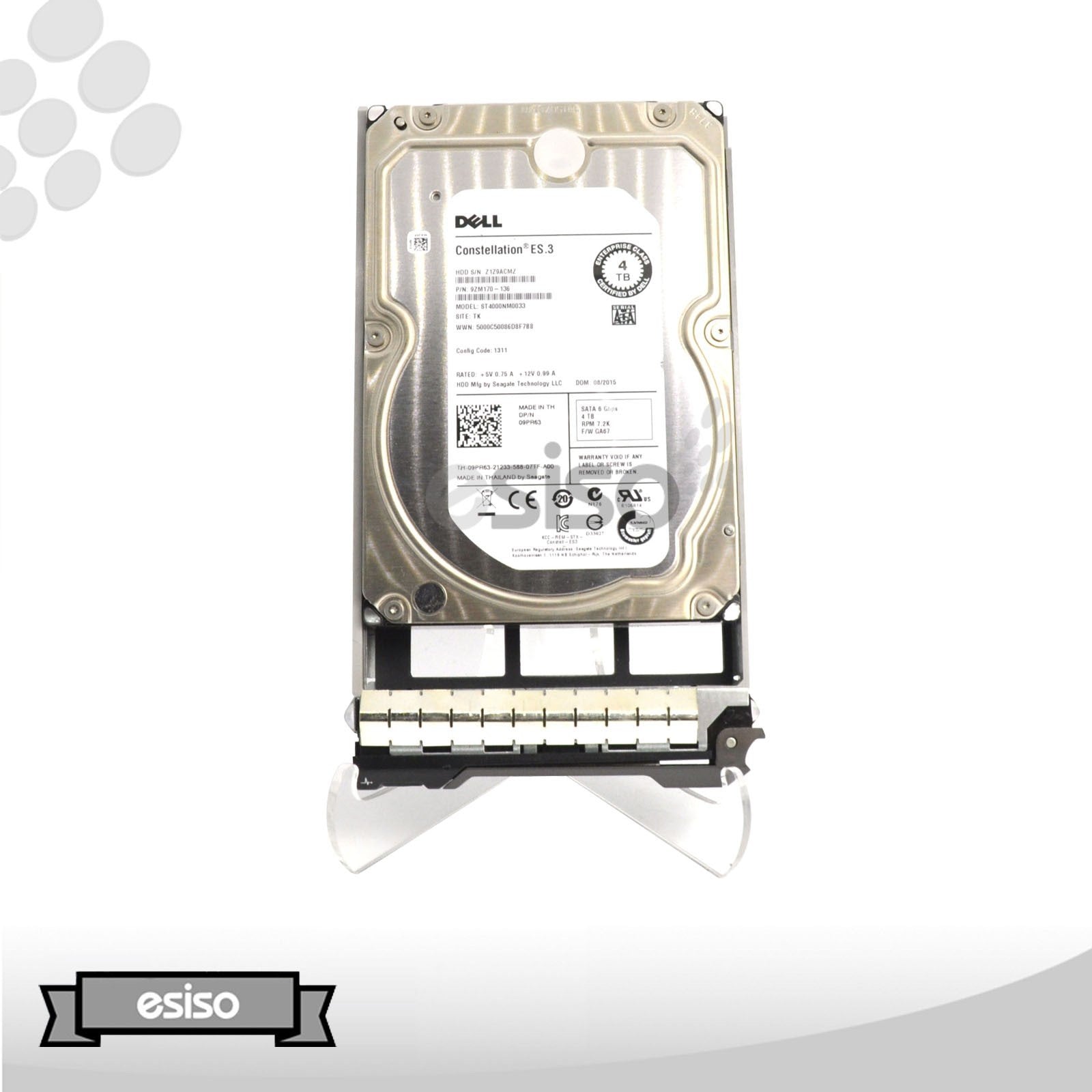 9PR63 09PR63 ST4000NM0033 DELL 4TB 7.2K 6G LFF 3.5" SATA ENTERPEISE HARD DRIVE