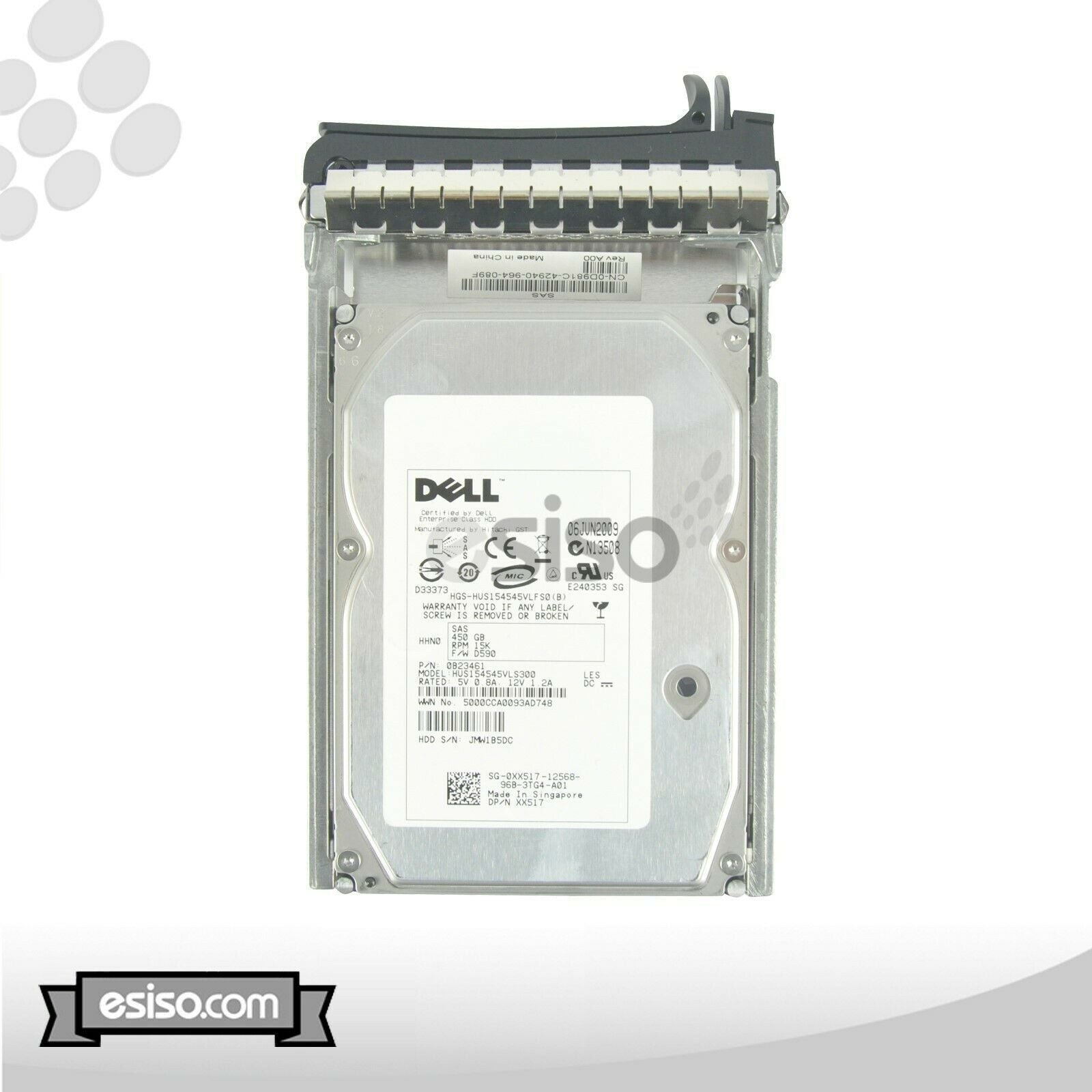 LOT OF 2 XX517 HUS154545VLS300 DELL 450GB 15K 3.5'' SAS HDD FOR DELL 1900 1950