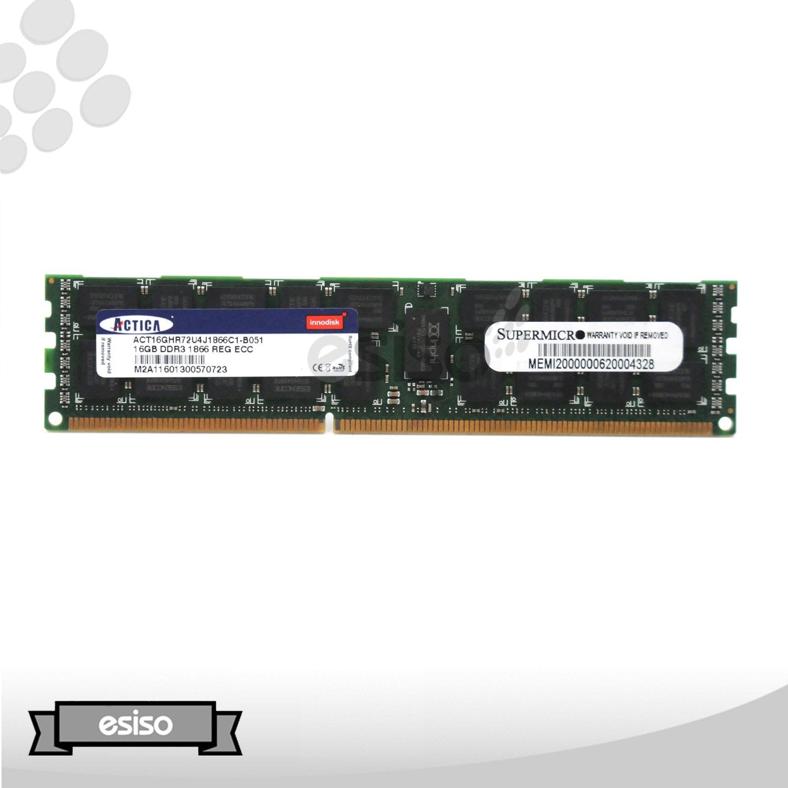 ACT16GHR72U4J1866C1 ACTICA 16GB PC3-14900 DDR3 SDRAM-1866MHZ REGISTERED ECC (1X16GB)