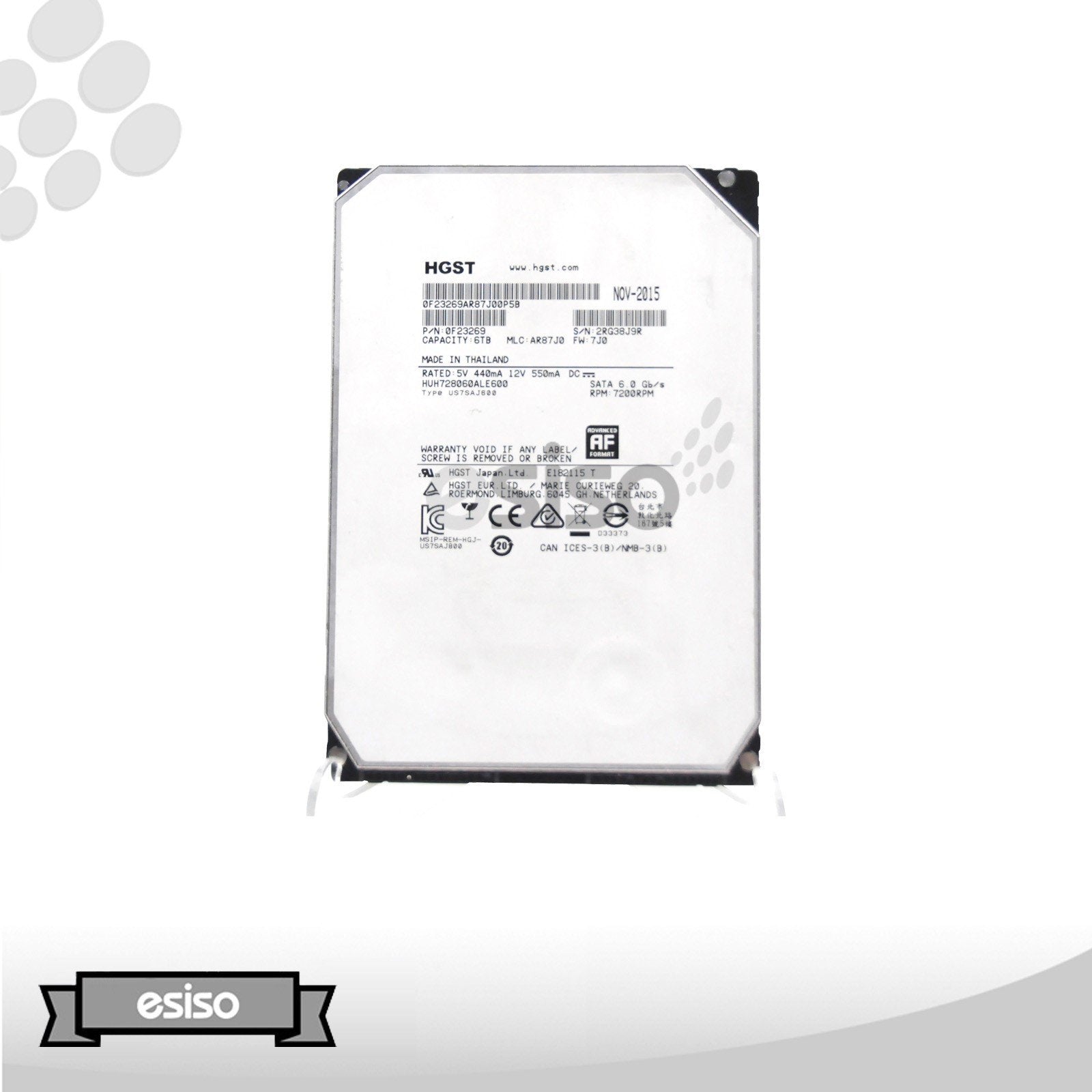 HUH728060ALE600 HGST ULTRASTAR 6TB 7.2K 6G LFF 3.5" SATA HARD DRIVE