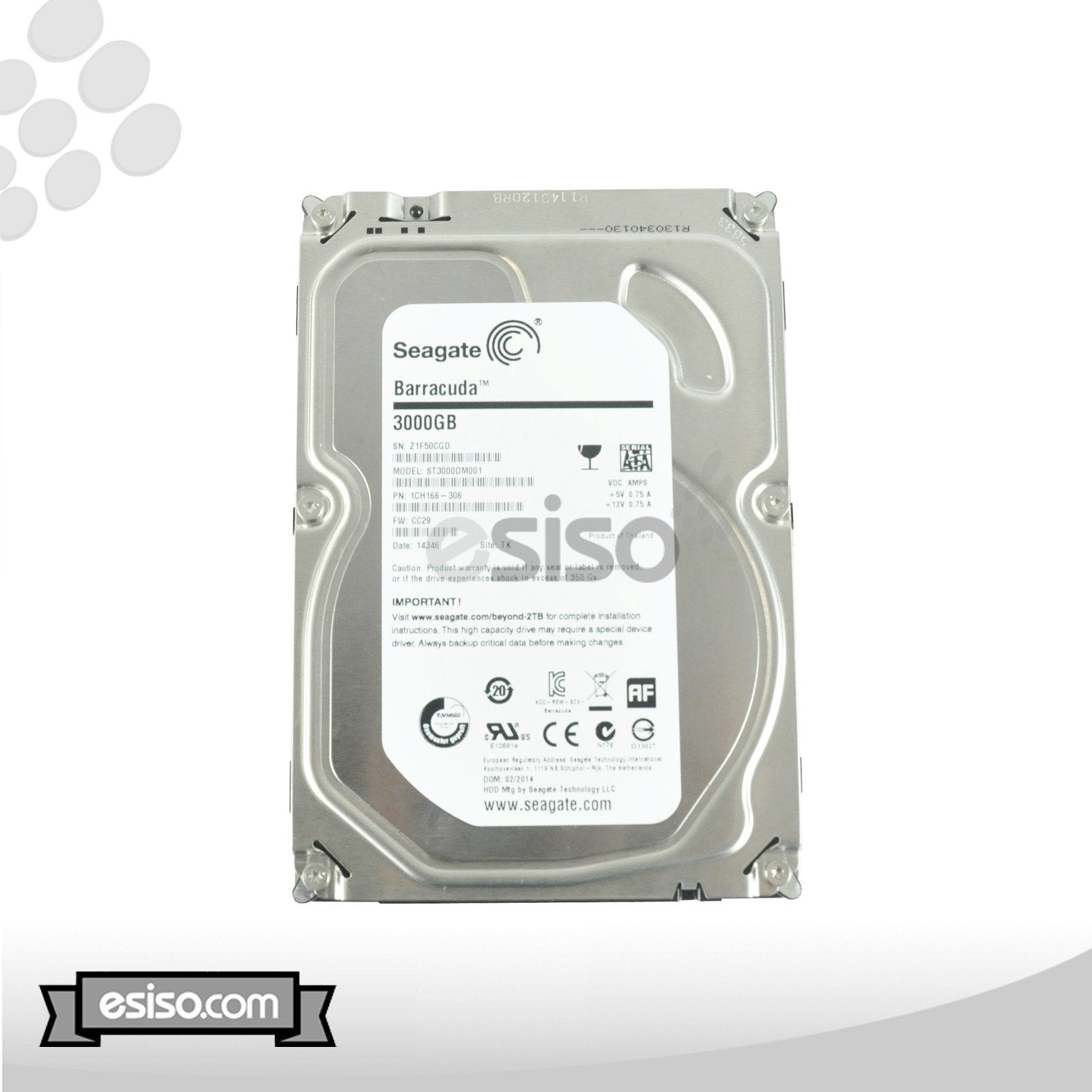 ST3000DM001 SEAGATE 3TB 7.2K 6G LFF 3.5" SATA INTERNAL HARD DRIVE