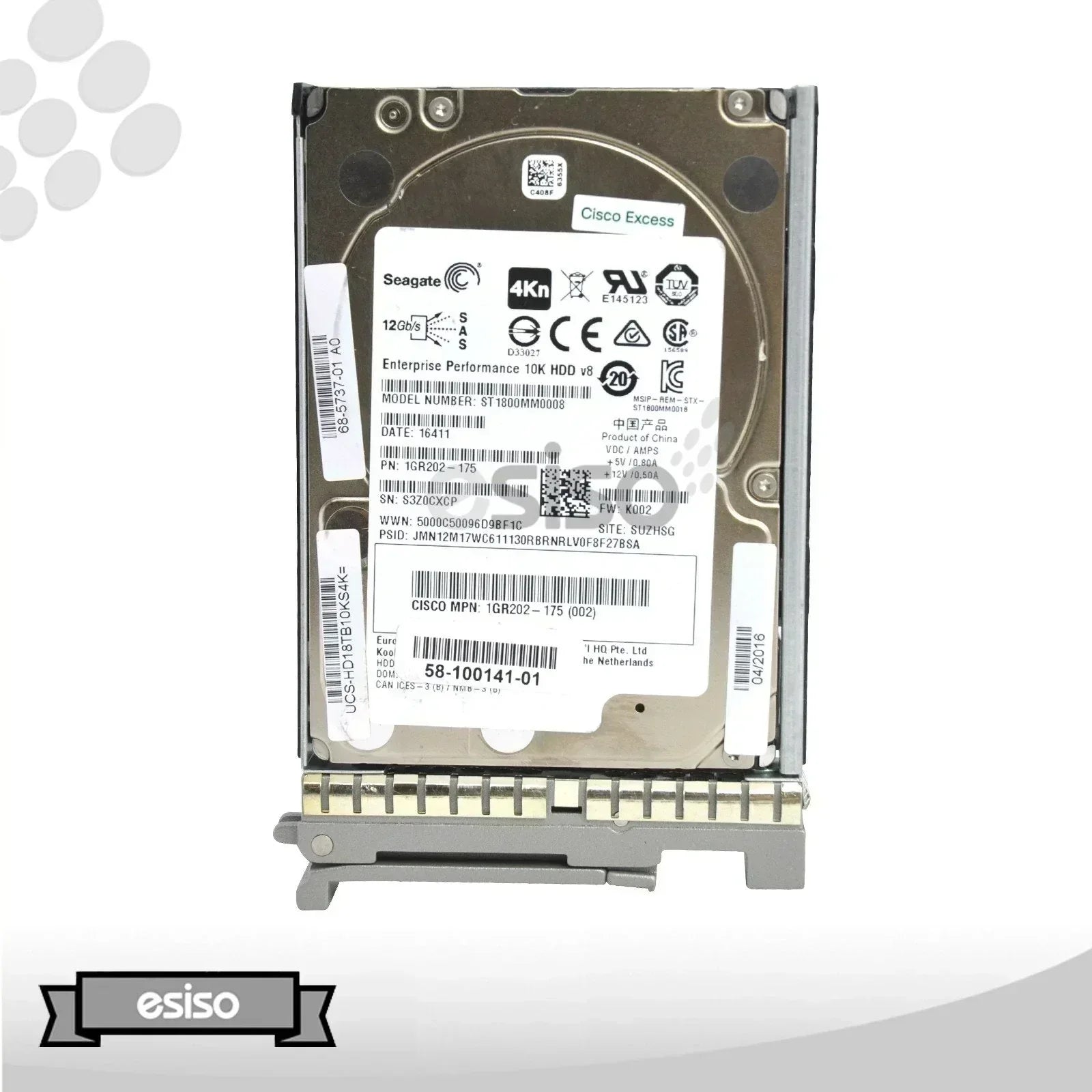 UCS-HD18TB10KS4K ST1800MM0008 CISCO 1.8TB 10K 12G SFF 2.5" SAS HARD DRIVE