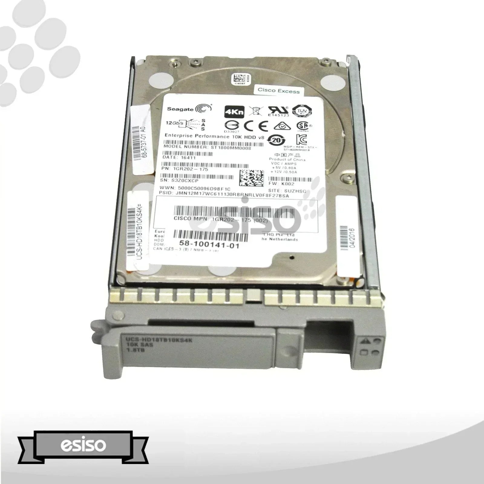 UCS-HD18TB10KS4K ST1800MM0008 CISCO 1.8TB 10K 12G SFF 2.5" SAS HARD DRIVE