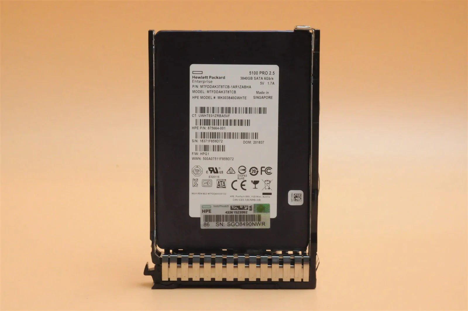 P02562-001 P00896-B21 MTFDDAK3T8TCB 5100 PRO HPE 3.84TB 2.5" SATA TLC MU SC SSD