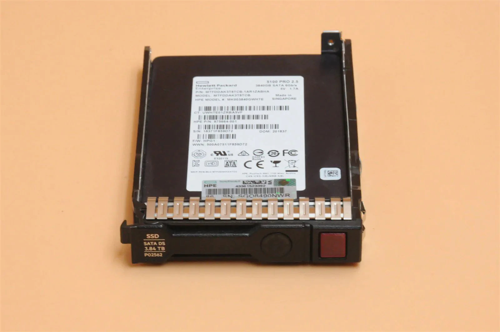 P02562-001 P00896-B21 MTFDDAK3T8TCB 5100 PRO HPE 3.84TB 2.5" SATA TLC MU SC SSD