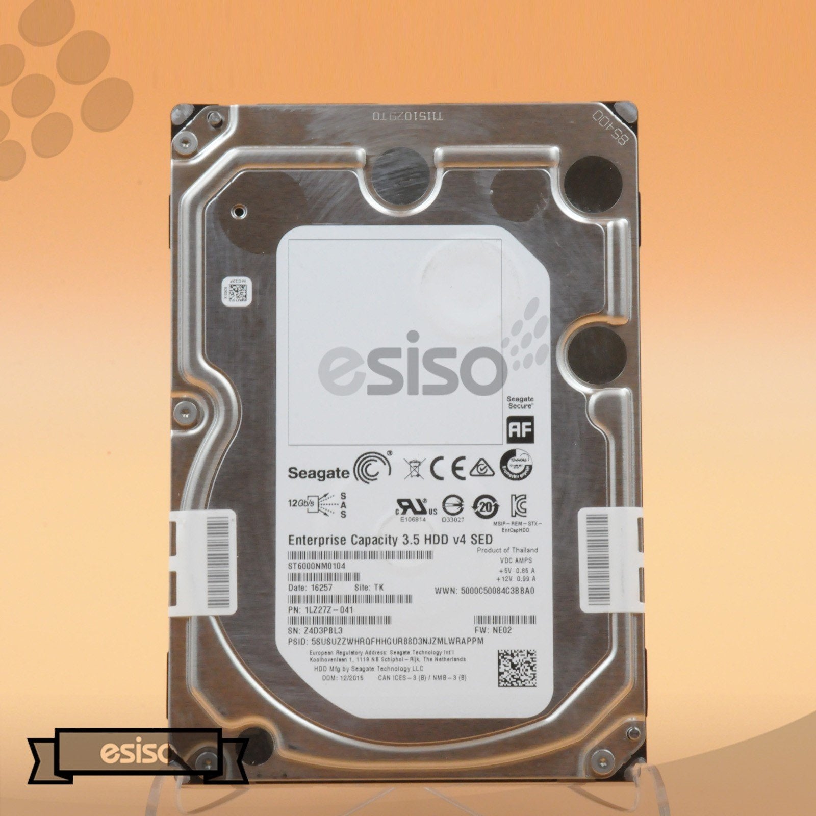 ST6000NM0104 SEAGATE ENTERPRISE CAPACITY 6TB 7.2K 12G 3.5" SAS V4 SED HARD DRIVE