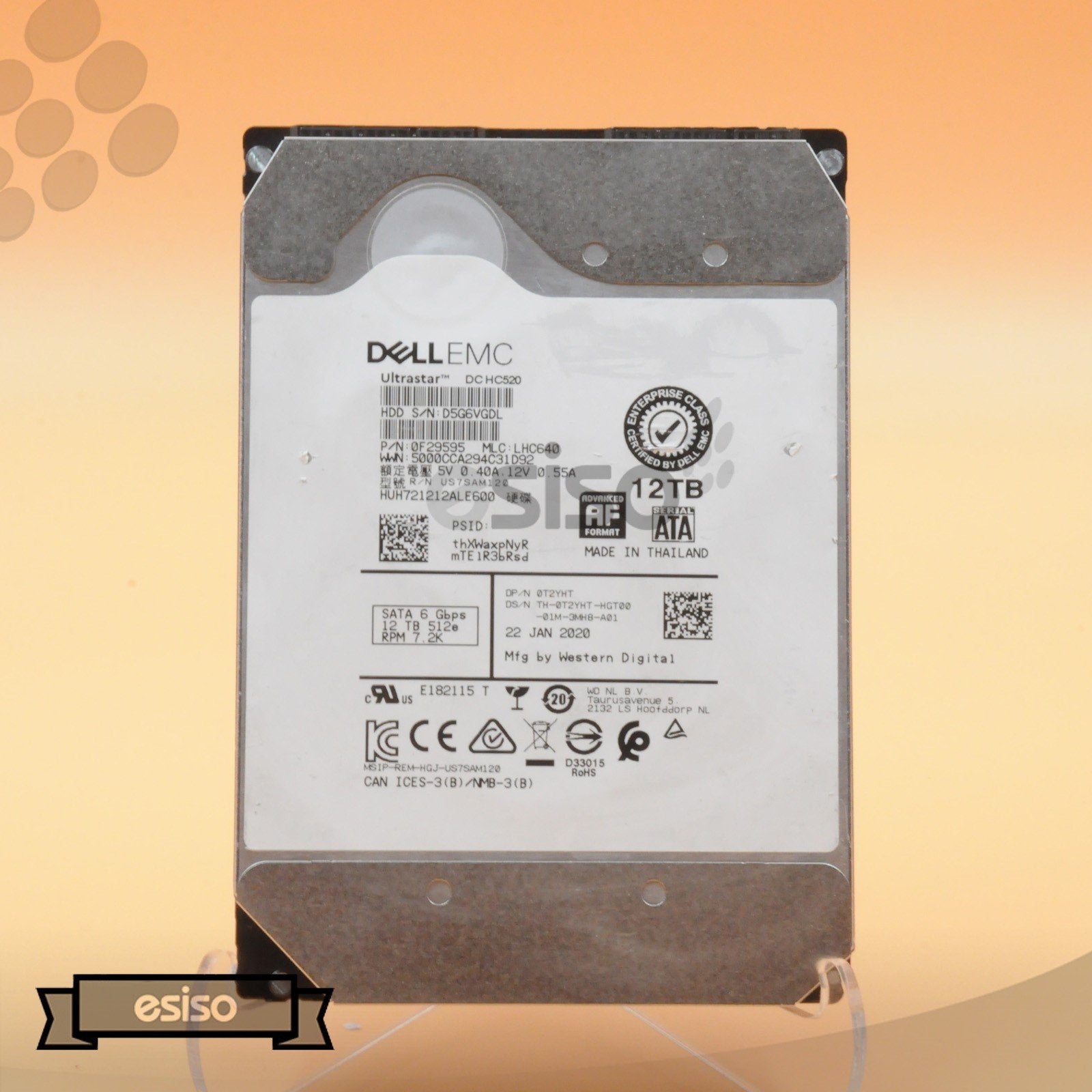 T2YHT 0T2YHT HUH721212ALE600 DELL 12TB 7.2K 6G LFF 3.5" SATA 512E HARD DRIVE