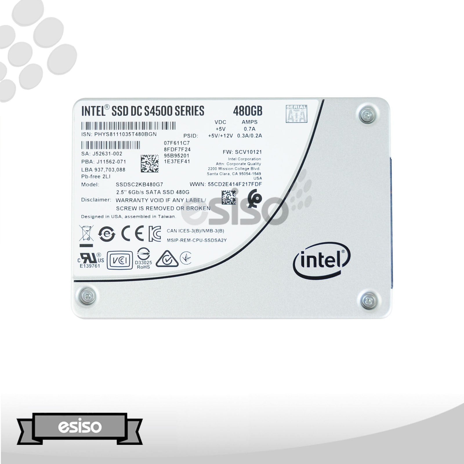 SSDSC2KB480G7 INTEL DC S4500 SERIES 480GB 6G SFF 2.5" SATA TLC SOLID STATE DRIVE