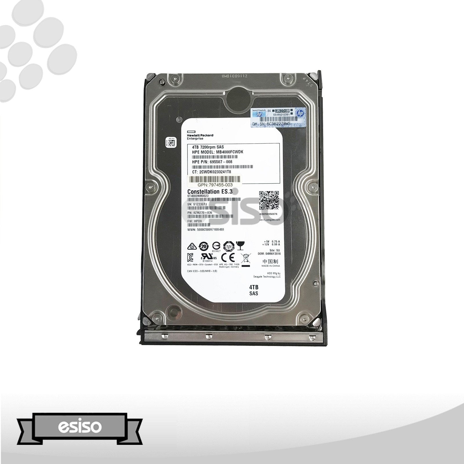 797520-001 797267-B21 ST4000NM0023 HPE 4TB 7.2K 6G LFF 3.5" SAS LPC HARD DRIVE