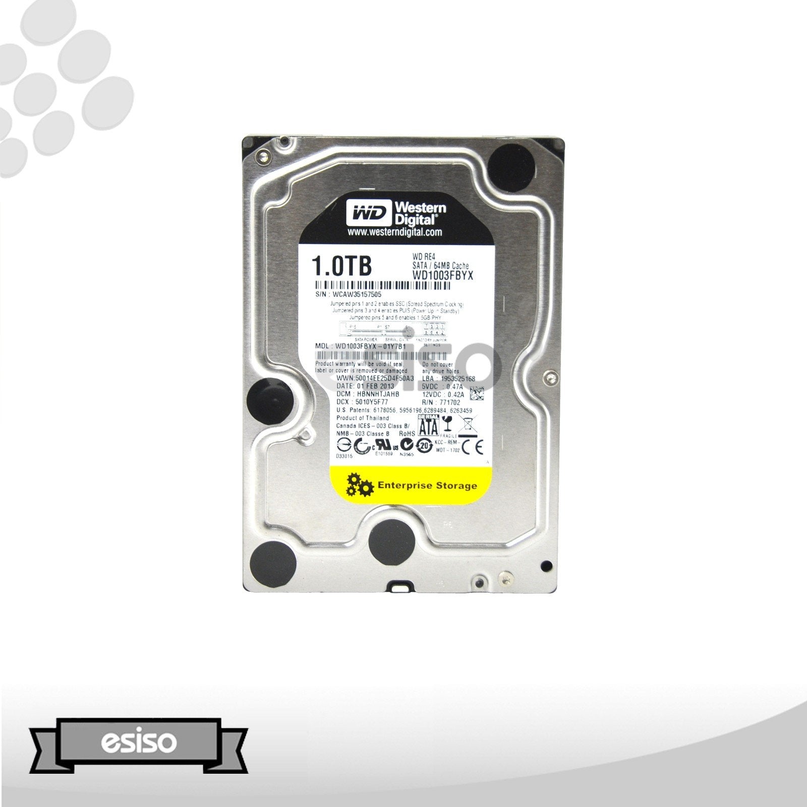 LOT OF 2 WD1003FBYX WESTERN DIGITAL 1TB 7.2K 3G 3.5" SATA ENTERPRISE HARD DRIVE