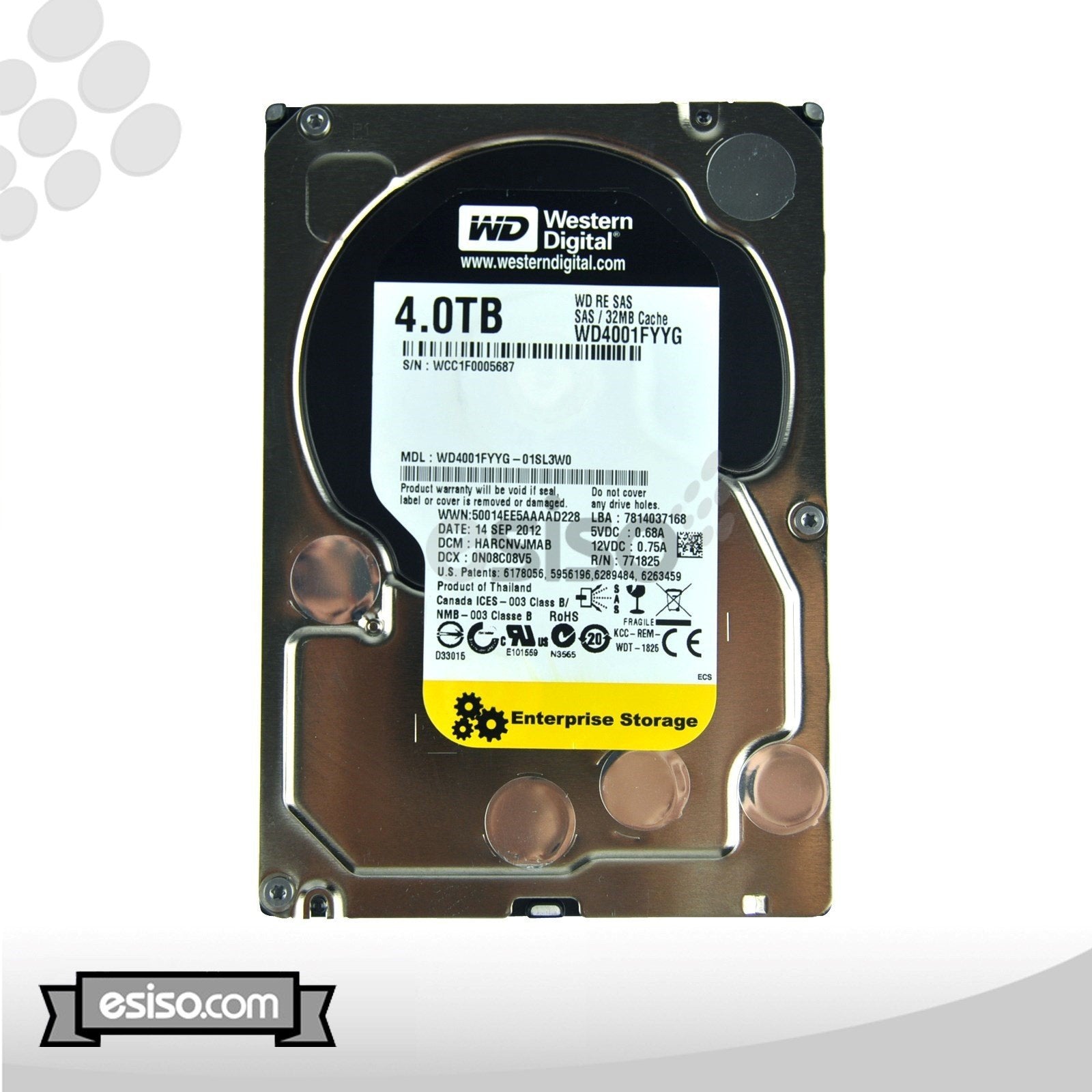 WD4001FYYG WESTERN DIGITAL 4TB 7.2K 6G LFF 3.5" SAS ENTERPRISE HARD DRIVE