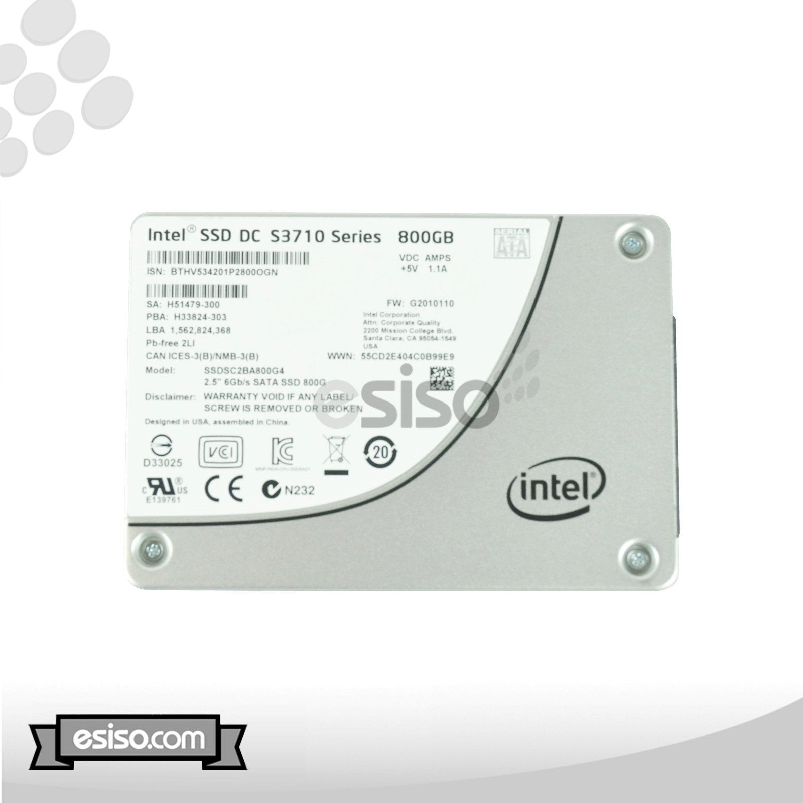 SSDSC2BA800G4 INTEL DC S3710 SERIES 800GB 6G SFF 2.5" SATA MLC SOLID STATE DRIVE