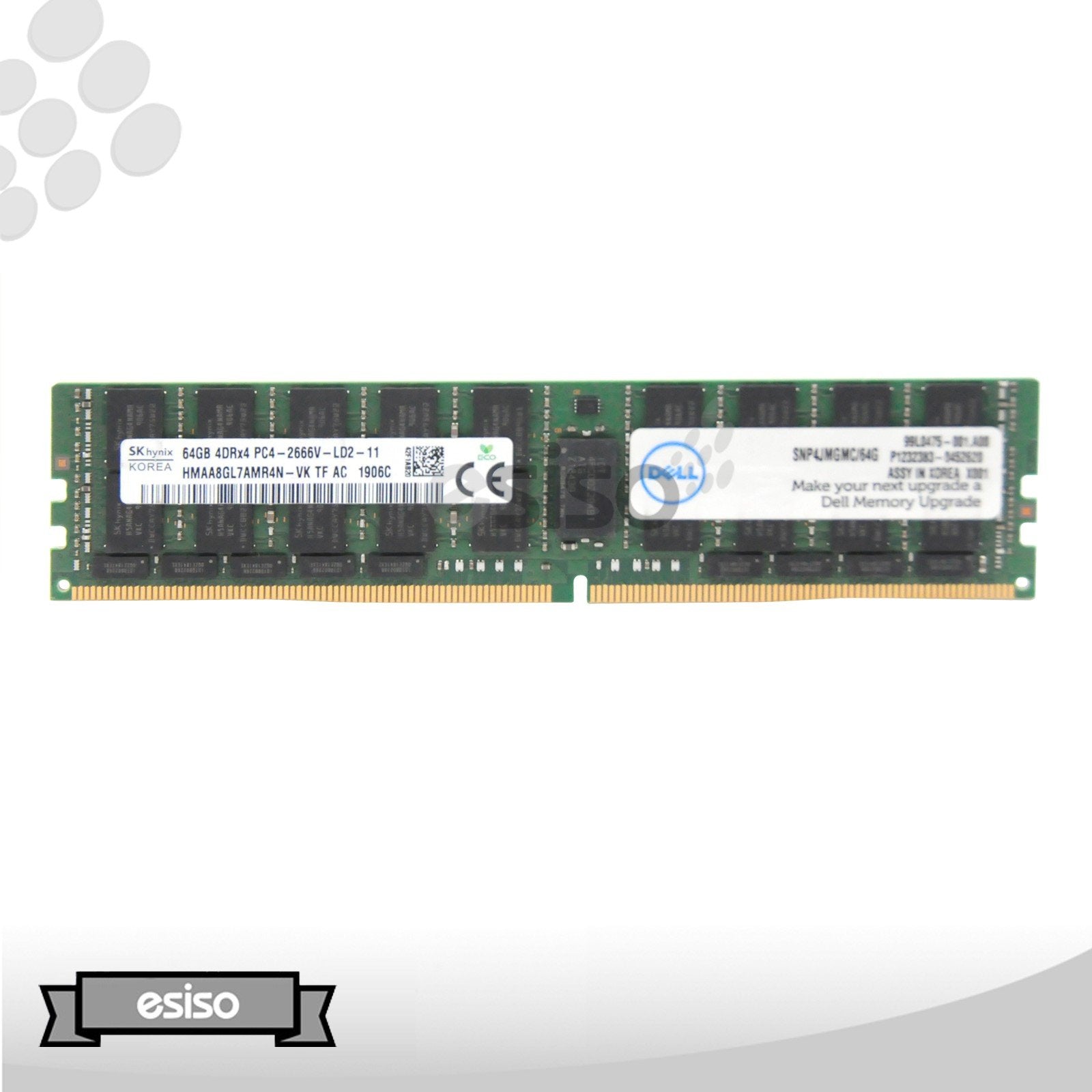 SNP4JMGMC/64G HMAA8GL7CPR4N-VK DELL 64GB 4DRX4 PC4-2666V 1.2V MEMORY (1X64GB)