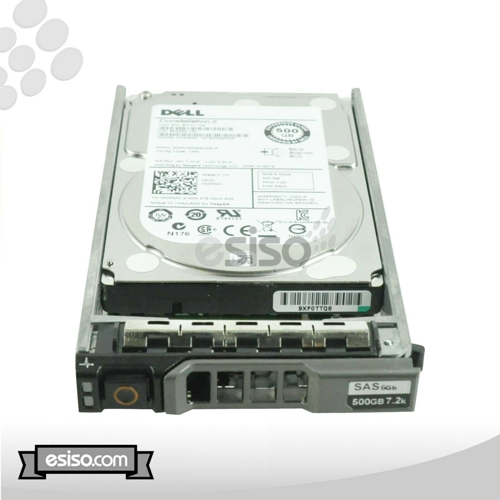 55RMX 055RMX ST9500620SS DELL 500GB 7.2K SFF 2.5'' SAS HDD HARD DRIVE W/TRAY