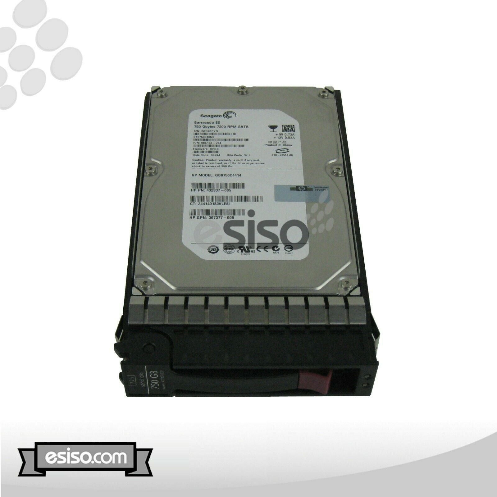 HP 432341-B21 432401-001 750GB 7.2K rpm SATA HDD FOR PROLIANT ML310 G4 G5