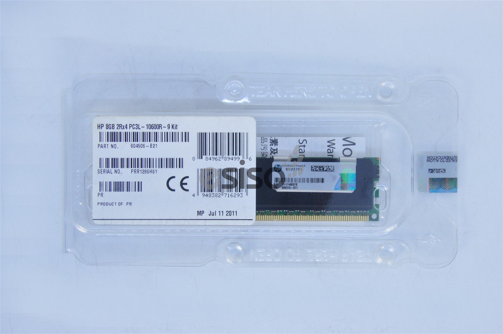 F/S 604506-B21 605313-071 604506-S21 HPE 8GB 2RX4 PC3L-10600R DDR3 MEMORY (1X8GB)