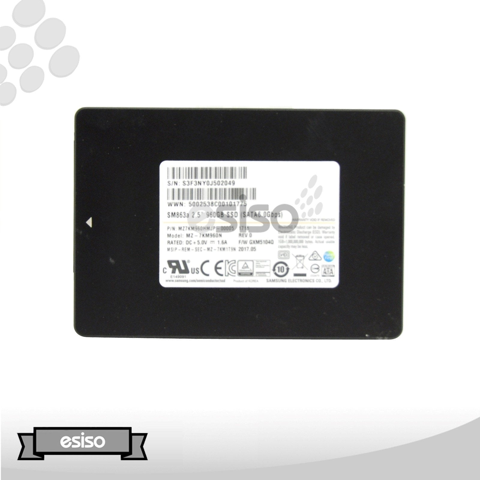 MZ-7KM960N SAMSUNG SM863A 960GB 6G SFF 2.5" SATA SC MLC SOLID STATE DRIVE