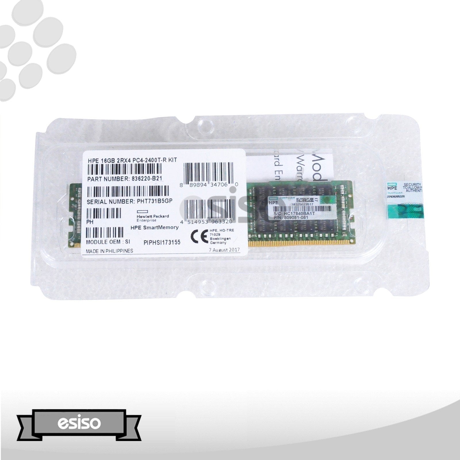 NEW 836220-B21 809081-081 HPE 16GB 2RX4 PC4-2400T DDR4 MEMORY MODULE (1X16GB)