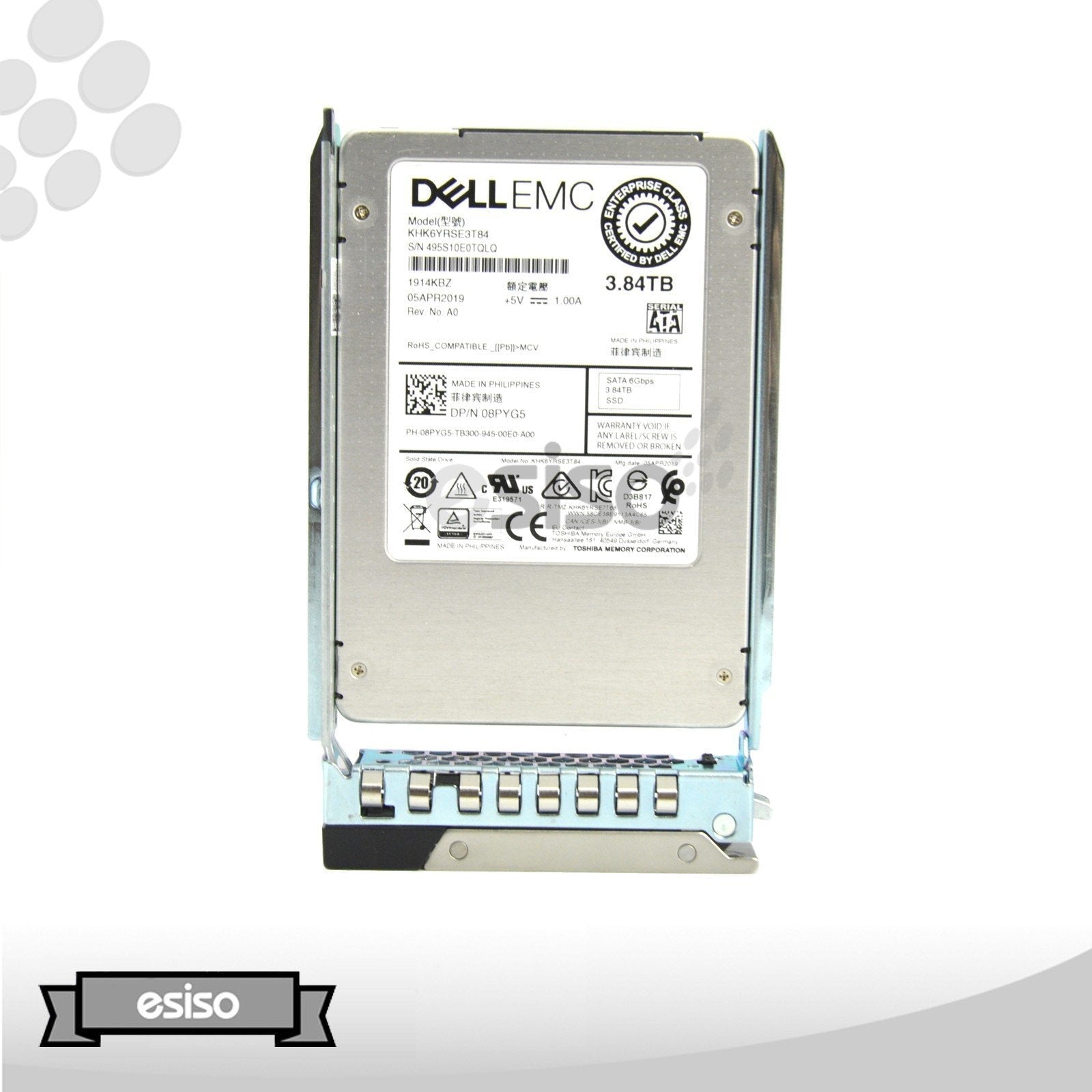 8PYG5 08PYG5 KHK6YRSE3T84 DELL 3.84TB 6G SFF 2.5" SATA RI TLC SOLID STATE DRIVE