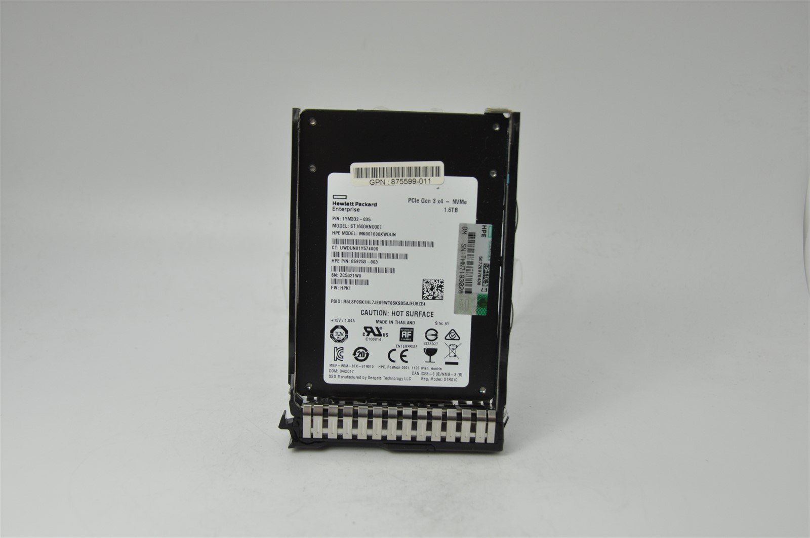 875876-001 875597-B21 869253-003 HPE 1.6TB SFF 2.5" NVMe MP MU DS MLC PCIE SSD