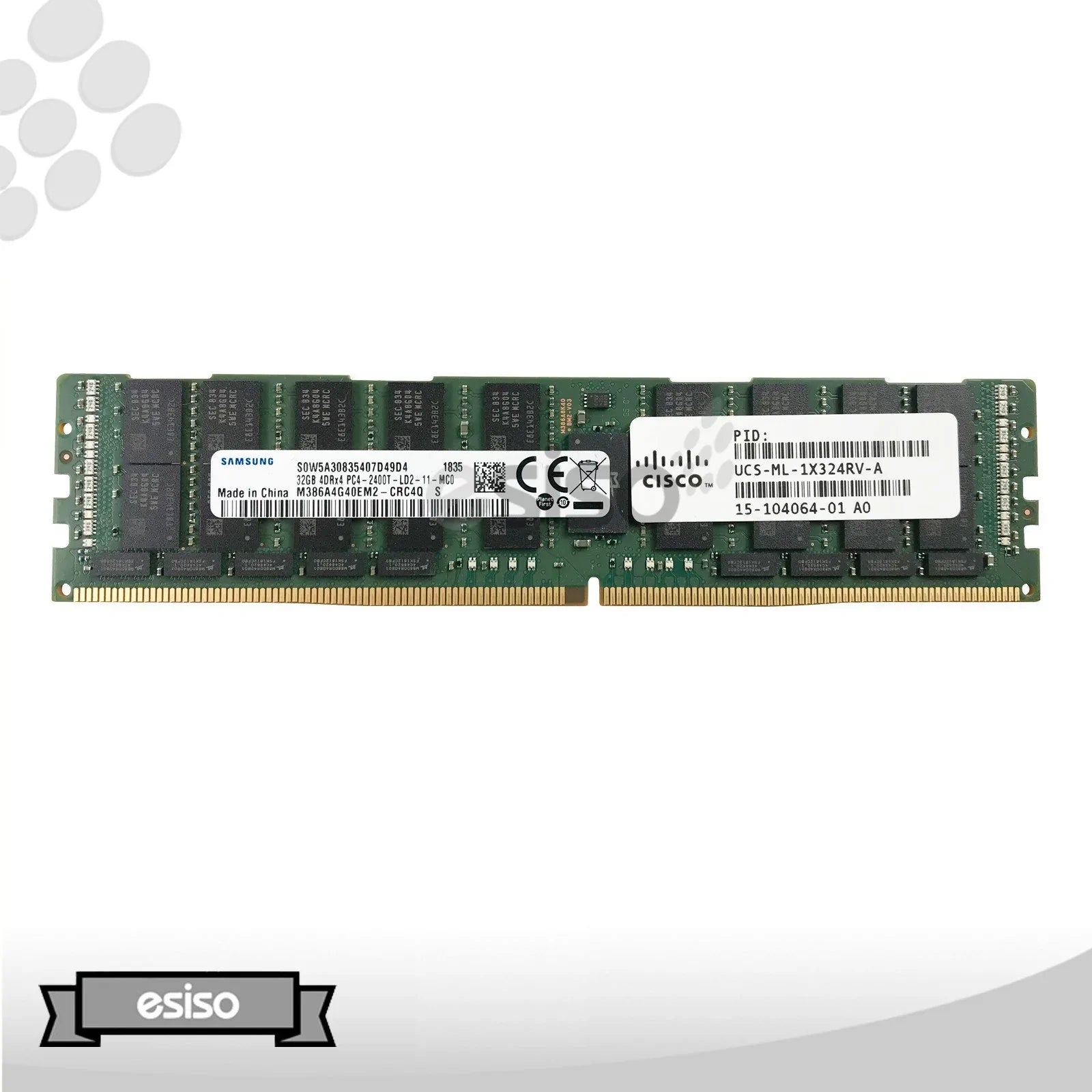15-104064-01 UCS-ML-1X324RV-A CISCO 32GB 4DRX4 PC4-2400T MEMORY MODULE (1X32GB)