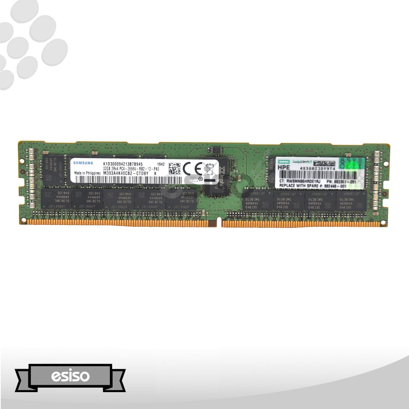 882361-091 880841-B21 M393A4K40CB2-CTD HPE 32GB 2RX4 PC4-2666V DDR4 MEMORY (1x32GB)