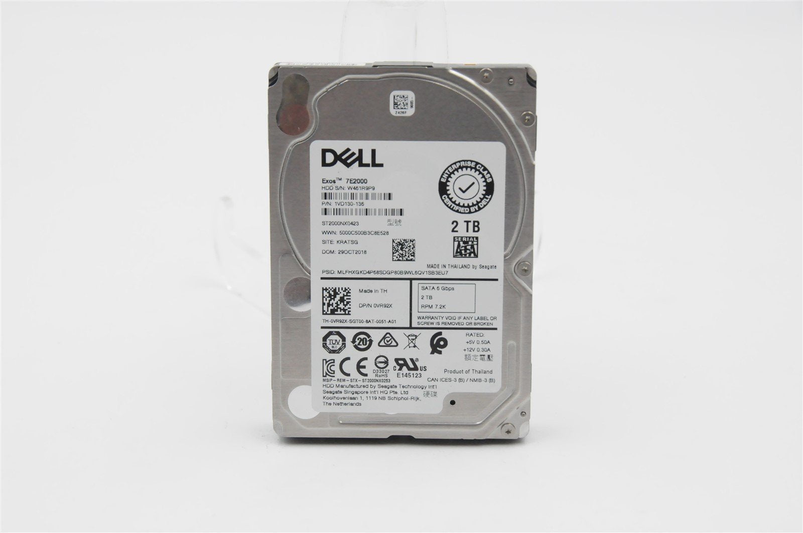 VR92X 0VR92X ST2000NX0423 DELL 2TB 7.2K 6G SFF 2.5" SATA ENTERPRISE HARD DRIVE